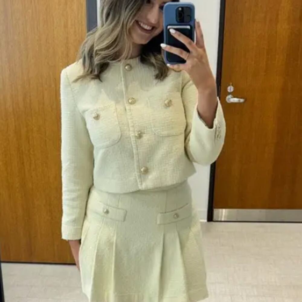 CeCe Butter Yellow Tweed Blazer SIZE 0 Lady Jacket Boucle Career Designer $149 - Picture 7 of 11
